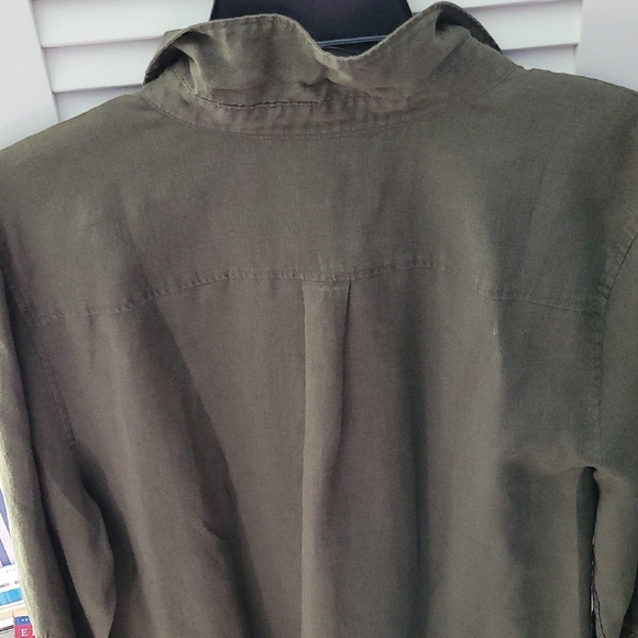 Chico's Olive No Iron Linen Tunic NWT. 3=16/XL. - Picture 5 of 9